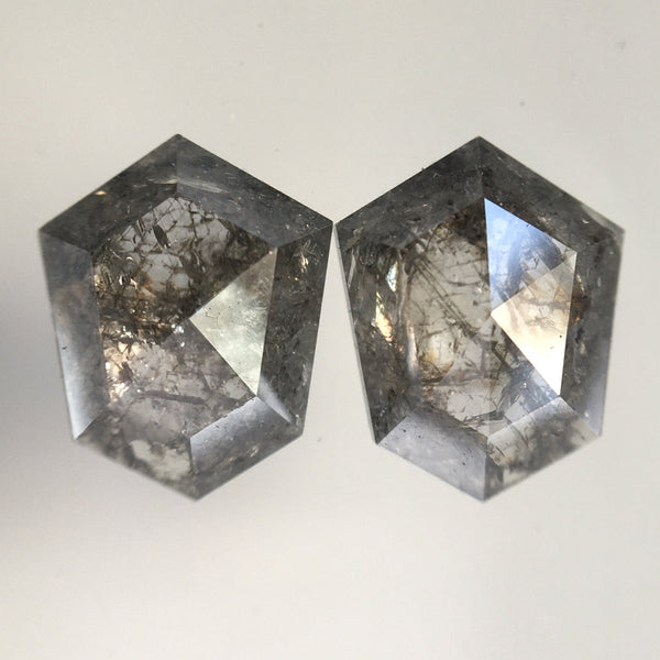 1.78 Ct Pair Natural Shield Shape loose Diamond 7.70 mm X 6.15 mm x 2.45 mm, Salt and Pepper Polished Loose Diamond for Earrings SJ25/07