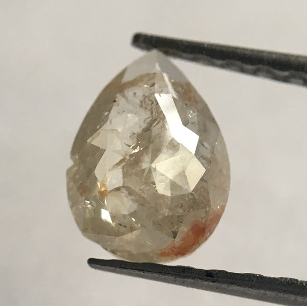 0.65 Ct Fancy Grey 7.35 mm X 5.40 mm x 2.10 mm Pear Cut Loose Natural Diamond, Brown tint Grey Rose Cut Pear Natural Loose Diamond SJ27/28