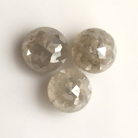 2.25 Ct Natural Loose Diamond Rose Cut Round Shape Icy Grey 5.00 mm to 5.09 mm 3 pcs, Rose cut Loose Natural diamond low price AJ06/13