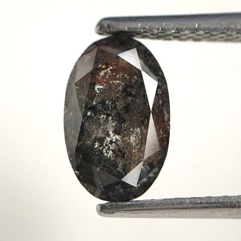 1.34 Ct Salt and pepper rose cut oval shape loose natural diamond, 8.76 x 5.59 x 2.85 mm Full-cut Oval Natural Loose Diamond SJ80/05