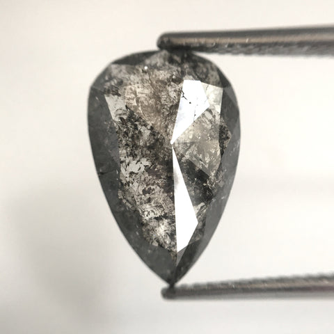 3.13 Ct Pear Shape Natural Loose Diamond Salt and Pepper, 14.16 X 9.17 X 2.99 mm Rose Cut Flat-Back Pear Shape Natural Diamond SJ82-02