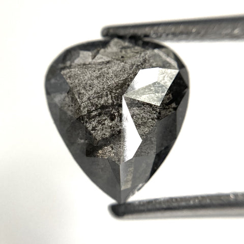 1.50 Ct Pear Shape Natural Loose Diamond Salt and Pepper 9.05 x 7.85 x 2.57 mm Rose Cut Flat-Back Pear Shape Natural Diamond SJ86-09