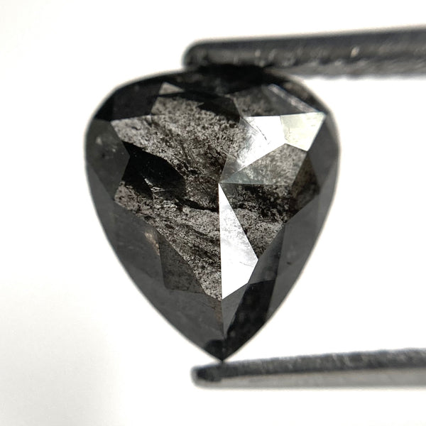 1.53 Ct Pear Shape Natural Loose Diamond Salt and Pepper 9.05 x 7.88 x 2.72 mm Rose Cut Flat-Back Pear Shape Natural Diamond SJ86-10