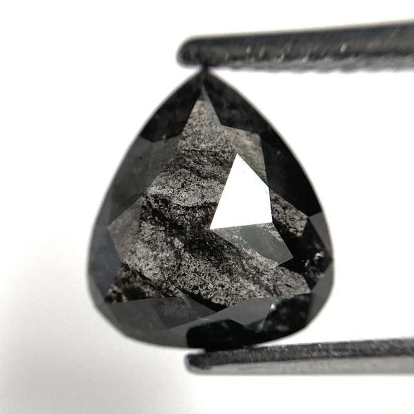 1.53 Ct Pear Shape Natural Loose Diamond Salt and Pepper 9.05 x 7.88 x 2.72 mm Rose Cut Flat-Back Pear Shape Natural Diamond SJ86-10