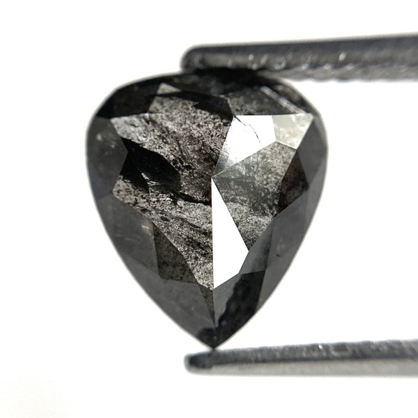1.53 Ct Pear Shape Natural Loose Diamond Salt and Pepper 9.05 x 7.88 x 2.72 mm Rose Cut Flat-Back Pear Shape Natural Diamond SJ86-10