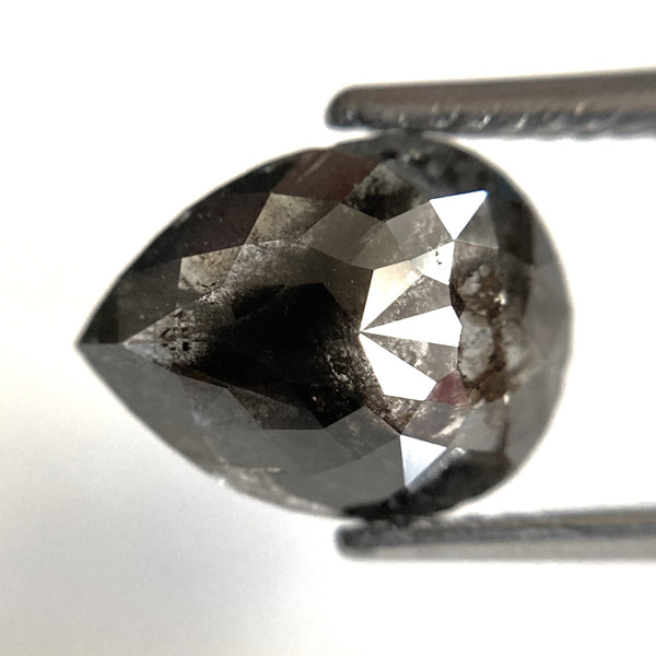 2.39 Ct Pear Shape natural loose diamond, salt and pepper diamond, 10.61 mm x 8.27 mm x 3.27 mm Flat-Base pear shape natural diamond SJ87-58