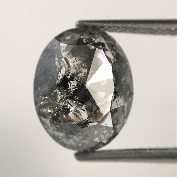 4.66 Ct Natural loose diamond Full cut Oval Shape Salt and Pepper, 11.51 mm x 9.31 mm x 4.69 mm Rose-Cut Oval shape natural diamond, SJ76-01