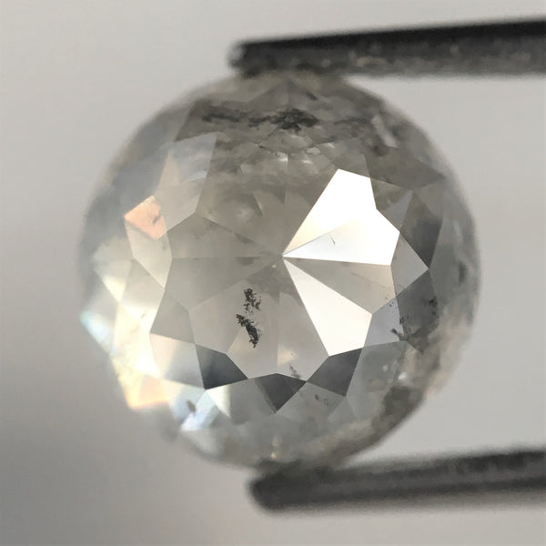 3.69 Ct Round Rose Cut Natural Diamond, 8.97 mm x 5.18 mm Fancy Grey Color Rose Cut Flat Base Natural Diamond SJ76-08