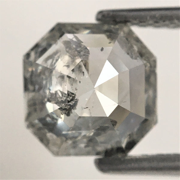 1.75 Ct Emerald Shape Salt and Pepper Natural Diamond, 7.19 mm x 7.14 mm x 3.62 mm Natural Loose Diamond, Emerald Cut Diamond, SJ76-17