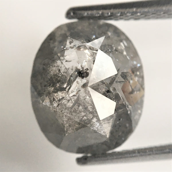 2.72 Ct Natural loose diamond Oval Shape Salt and Pepper, 10.31 mm x 8.80 mm x 3.70 mm Gray Rose-Cut Oval shape natural diamond, SJ76-57