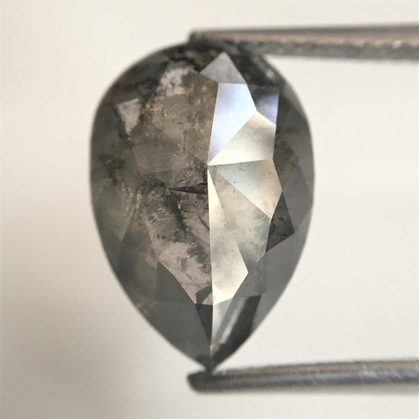 6.00 Ct Pear Shape natural loose diamond, salt pepper diamond, 14.13 mm x 9.65 mm x 5.33 mm Full-cut pear shape natural diamond SJ76-64