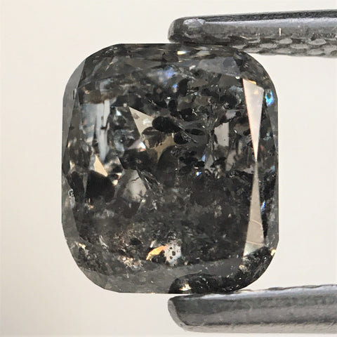 1.31 Ct Radiant Shape Salt and Pepper Natural Diamond, 6.36 mm x 5.52 mm x 3.98 mm Natural Loose Diamond, Radiant Cut Diamond, SJ76-88