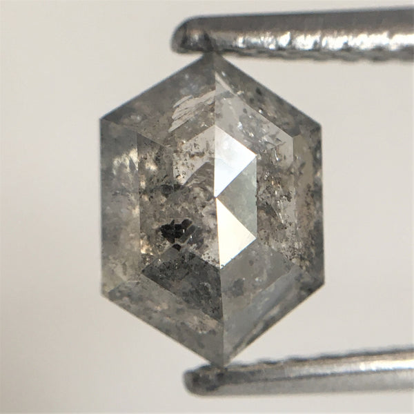 1.37 Ct Natural loose diamond Hexagon Shape Salt and Pepper, 7.89 mm x 5.57 mm x 3.47 mm Hexagonal shape natural diamond, SJ76-93