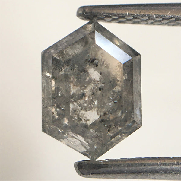 1.37 Ct Natural loose diamond Hexagon Shape Salt and Pepper, 7.89 mm x 5.57 mm x 3.47 mm Hexagonal shape natural diamond, SJ76-93