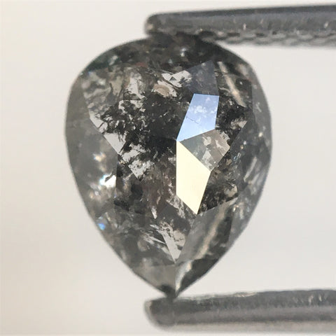 1.42 Ct Pear Shape natural loose diamond, salt and pepper diamond, 7.32 mm x 5.81 mm x 3.71 mm Full-cut pear shape natural diamond SJ76-98