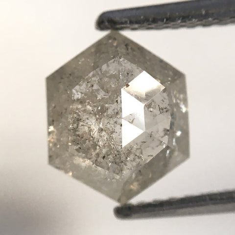1.60 Ct Natural loose diamond Hexagon Shape Salt and Pepper, 8.68 mm x 7.10 mm x 3.17 mm Hexagonal shape natural diamond, SJ76-138