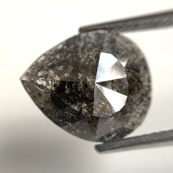 3.07 Ct Pear Shape natural loose diamond, salt and pepper diamond, 12.57 x 10.88 x 2.91 mm Flat-Base pear shape natural diamond SJ87-43