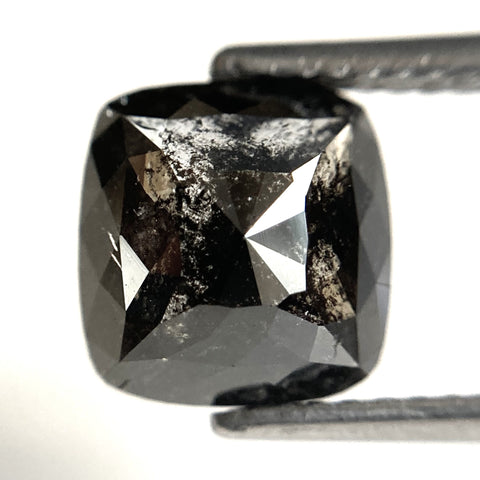 2.47 Ct Cushion Shape Natural Black Salt and Pepper Loose Diamond, 7.94 mm x 7.67 mm x 3.89 mm Natural Cushion Shape Diamond, SJ87-61