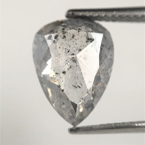 3.32 Ct Pear Shape natural loose diamond, 11.73 mm x 8.77 mm x 3.96 mm salt and pepper diamond, Flat-base pear shape natural diamond SJ76-03