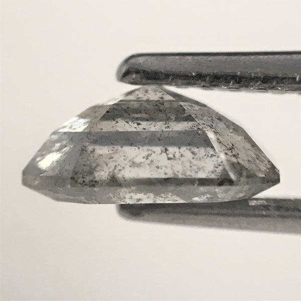 1.33 Ct Salt and Pepper Diamond, Emerald Shape Diamond, 7.22 mm x 6.23 mm x 3.30 mm Natural Loose Diamond, Emerald Cut Diamond, SJ76-15