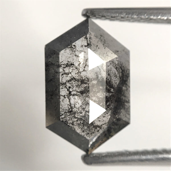 1.87 Ct Natural loose diamond Hexagon Shape Salt and Pepper, 11.19 mm x 7.03 mm x 2.56 mm Hexagonal shape natural diamond, SJ76-28