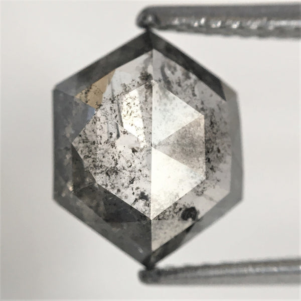 2.08 Ct Natural loose diamond Hexagon Shape Salt and Pepper, 10.16 mm x 8.15 mm x 3.01 mm Hexagonal shape natural diamond, SJ76-30