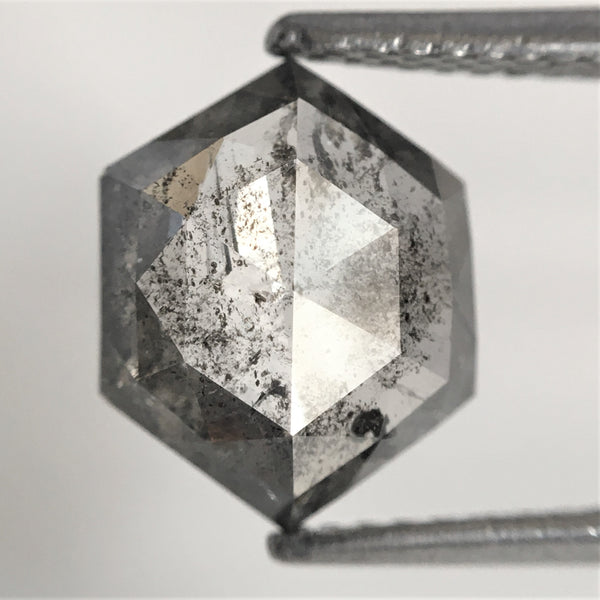 2.08 Ct Natural loose diamond Hexagon Shape Salt and Pepper, 10.16 mm x 8.15 mm x 3.01 mm Hexagonal shape natural diamond, SJ76-30