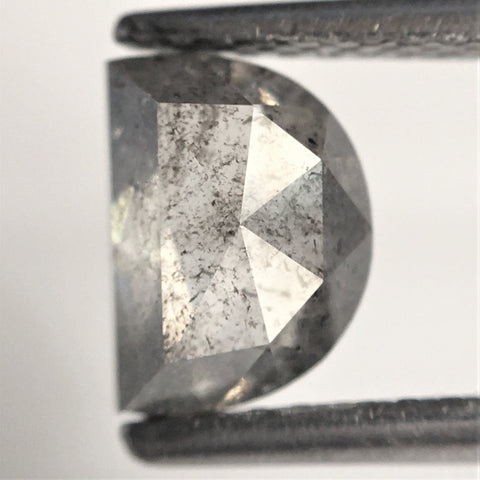 1.17 Ct Natural Loose Diamond Half moon Salt and Pepper 7.09 mm x 5.15 mm x 3.12 mm Flat-Base D-Shape Rose Cut Natural Loose Diamond SJ76-47