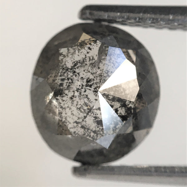 1.70 Ct Natural loose diamond Oval Shape Salt and Pepper, 8.20 mm x 7.51 mm x 3.22 mm Gray Rose-Cut Oval shape natural diamond, SJ76-75