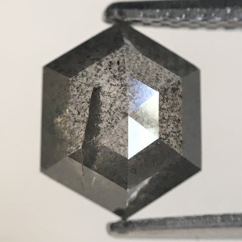 1.61 Ct Natural loose diamond Hexagon Shape Salt and Pepper, 8.34 mm x 6.76 mm x 3.34 mm Hexagonal shape natural diamond, SJ76-79