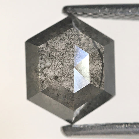 1.60 Ct Natural loose diamond Hexagon Shape Salt and Pepper, 8.28 mm x 6.75 mm x 3.28 mm Hexagonal shape natural diamond, SJ76-80