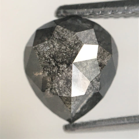 1.51 Ct Pear Shape natural loose diamond, salt and pepper diamond, 7.91 mm x 7.11 mm x 3.17 mm Rose-cut pear shape natural diamond SJ76-83