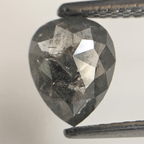 1.05 Ct Pear Shape natural loose diamond, salt and pepper diamond, 7.47 mm x 5.90 mm x 2.67 mm Rose-cut pear shape natural diamond SJ76-94