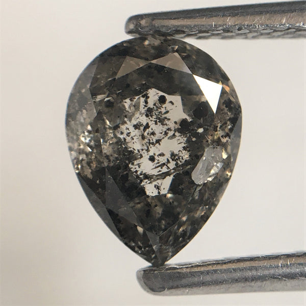 0.96 Ct Pear Shape natural loose diamond, salt and pepper diamond, 7.52 mm x 5.83 mm x 2.74 mm Full-cut pear shape natural diamond SJ76-95