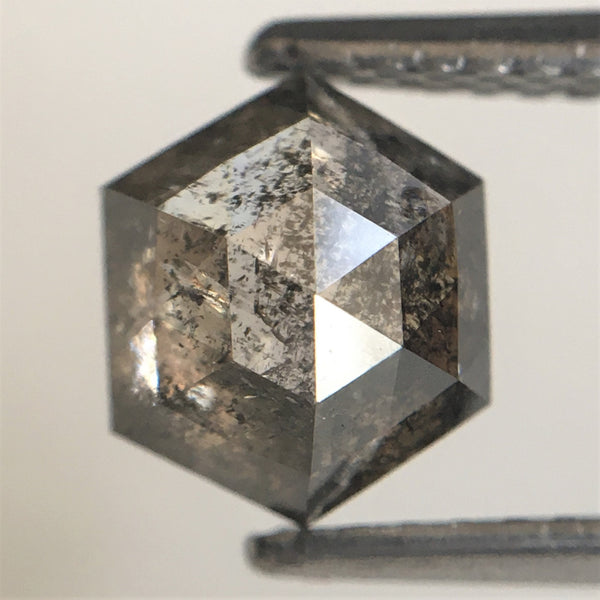 1.46 Ct Natural loose diamond Hexagon Shape Salt and Pepper, 7.13 mm x 6.02 mm x 3.94 mm Hexagonal shape natural diamond, SJ76-96