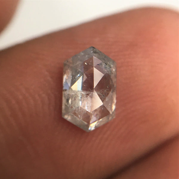 0.81 Ct Natural loose diamond Hexagon Shape Salt and Pepper, 7.57 mm x 4.76 mm x 2.38 mm Hexagonal shape natural diamond, SJ76-104