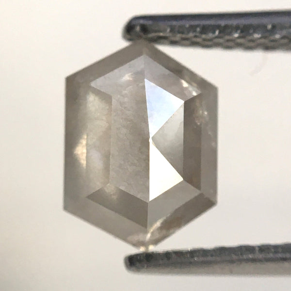 1.28 Ct Natural loose diamond Hexagon Shape Salt and Pepper, 7.69 mm x 5.57 mm x 3.04 mm Hexagonal shape natural diamond, SJ76-142