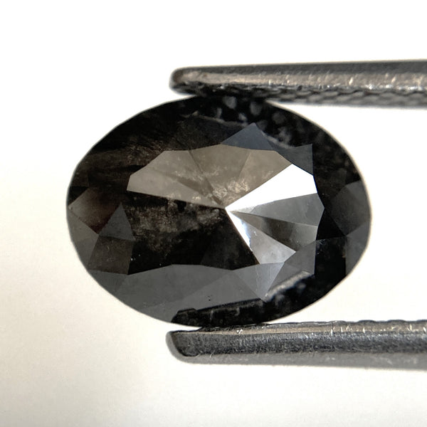 1.67 Ct Oval shape Natural Loose Diamond Black Salt and Pepper, 8.66 mm x 6.63 mm x 2.93 mm Fancy Black Oval Shape Loose Diamond SJ89-30