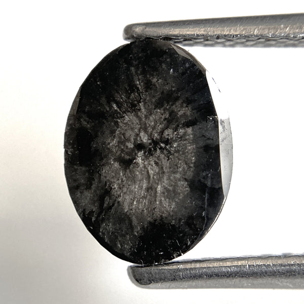 1.57 Ct Oval shape Natural Loose Diamond Black Salt and Pepper, 8.62 mm x 6.58 mmx 2.77 mm Fancy Black Oval Shape Loose Diamond SJ89-31