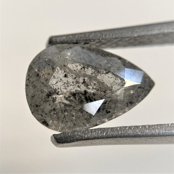 1.51 Ct Fancy Grey 9.05 mm x 6.20 mm x 3.38 mm Pear Cut Loose Natural Diamond, Grey Rose Cut Pear Natural Loose Diamond SJ91/13