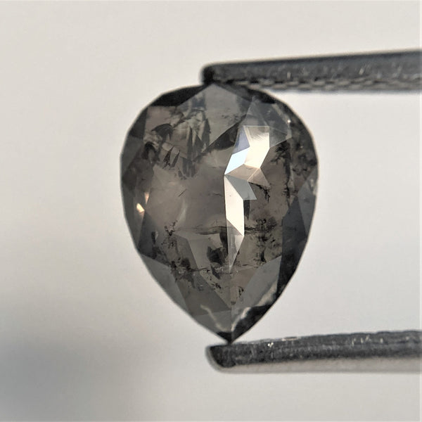 1.37 Ct Fancy Grey 8.27 mm x 6.28 mm x 3.14 mm Pear Cut Loose Natural Diamond, Grey Rose Cut Pear Natural Loose Diamond SJ91/15