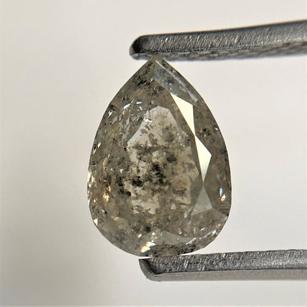 1.27 Ct Natural Fancy Gray Color Rose Cut Natural Loose Diamond, 7.97 mm x 5.68 mm x 3.25 mm Pear Cut Natural Loose Diamond SJ91/25