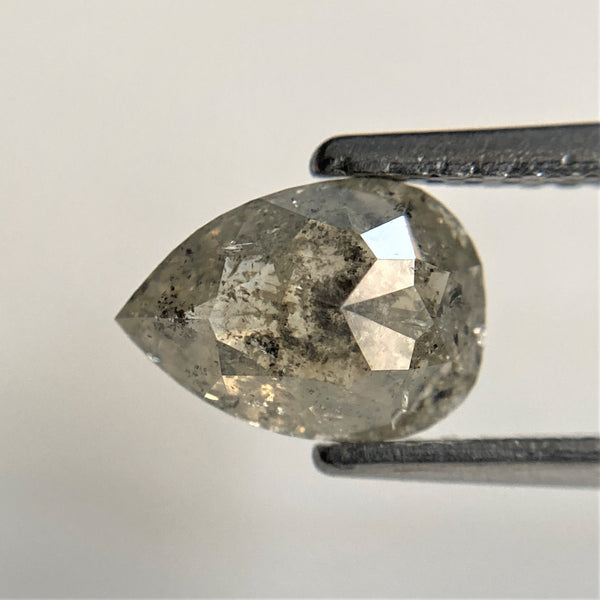 1.27 Ct Natural Fancy Gray Color Rose Cut Natural Loose Diamond, 7.97 mm x 5.68 mm x 3.25 mm Pear Cut Natural Loose Diamond SJ91/25