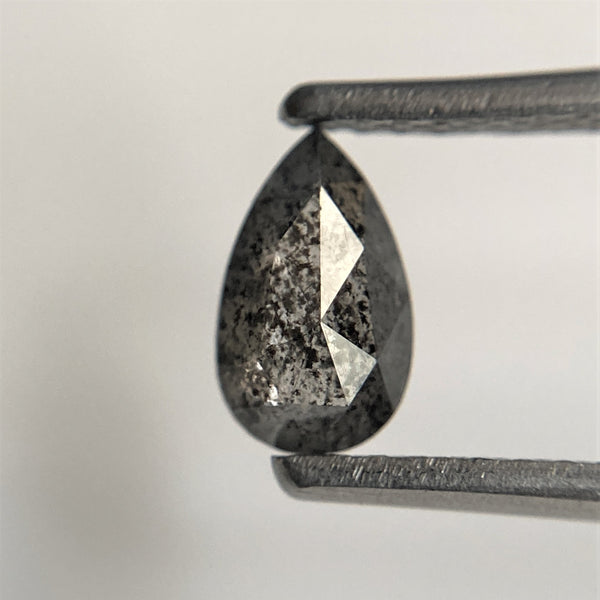 0.51 Ct Salt and Pepper Natural Pear Shape loose Diamond, 6.80 mm x 4.09 mm x 2.25 mm Rose Cut Diamond best for engagement SJ91/37