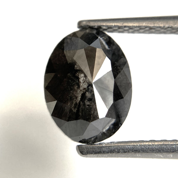 1.67 Ct Oval shape Natural Loose Diamond Black Salt and Pepper, 8.66 mm x 6.63 mm x 2.93 mm Fancy Black Oval Shape Loose Diamond SJ89-30