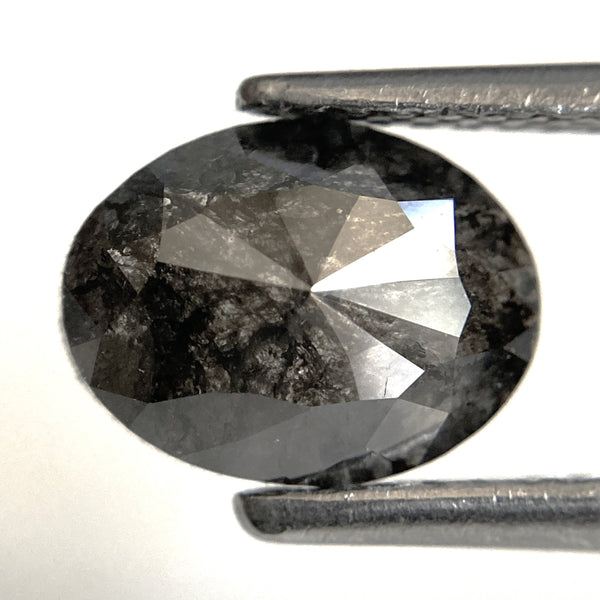 1.57 Ct Oval shape Natural Loose Diamond Black Salt and Pepper, 8.62 mm x 6.58 mmx 2.77 mm Fancy Black Oval Shape Loose Diamond SJ89-31