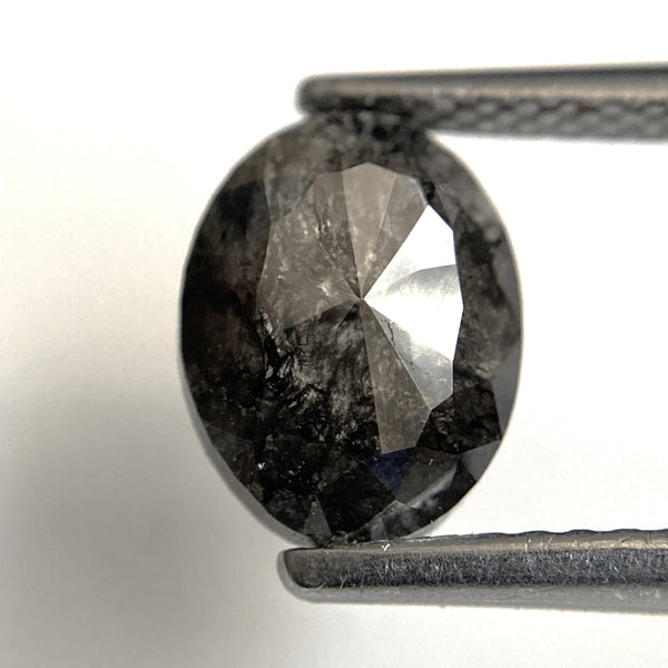 1.57 Ct Oval shape Natural Loose Diamond Black Salt and Pepper, 8.62 mm x 6.58 mmx 2.77 mm Fancy Black Oval Shape Loose Diamond SJ89-31