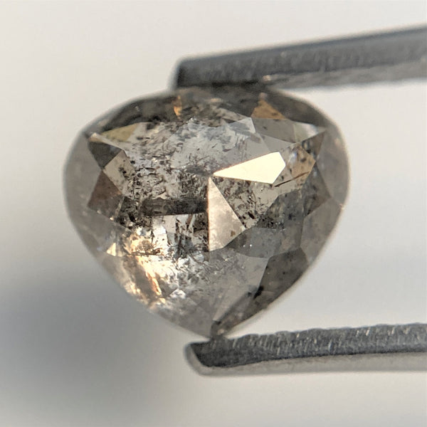 1.51 Ct Heart Shape Grey Rose Cut Diamond: Natural Loose Diamond