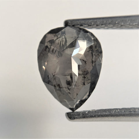 1.37 Ct Fancy Grey 8.27 mm x 6.28 mm x 3.14 mm Pear Cut Loose Natural Diamond, Grey Rose Cut Pear Natural Loose Diamond SJ91/15