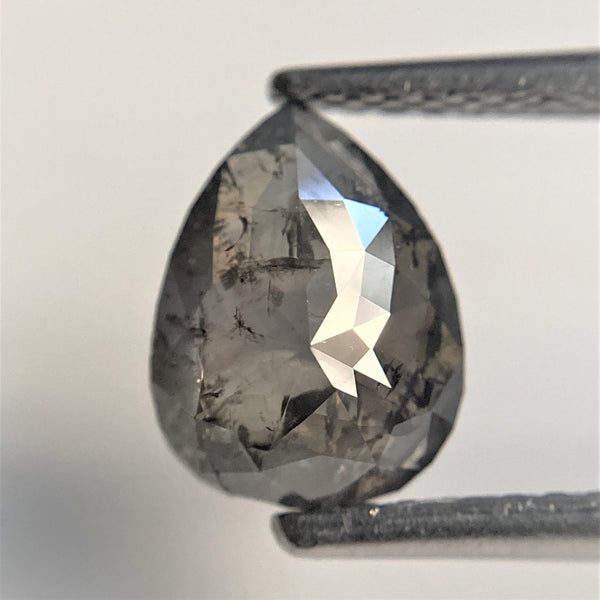 1.37 Ct Fancy Grey 8.27 mm x 6.28 mm x 3.14 mm Pear Cut Loose Natural Diamond, Grey Rose Cut Pear Natural Loose Diamond SJ91/15